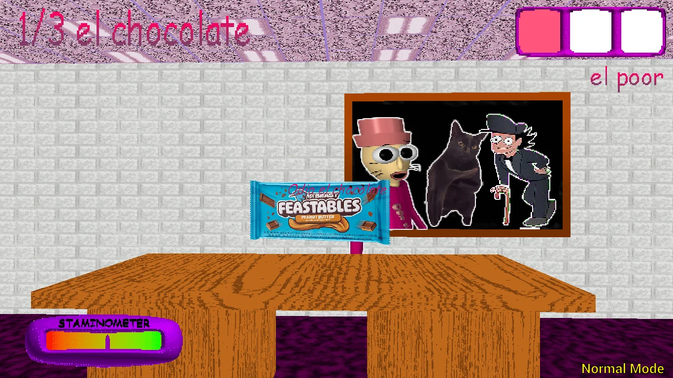 Un aula con chocolate y los indicadores de la partida