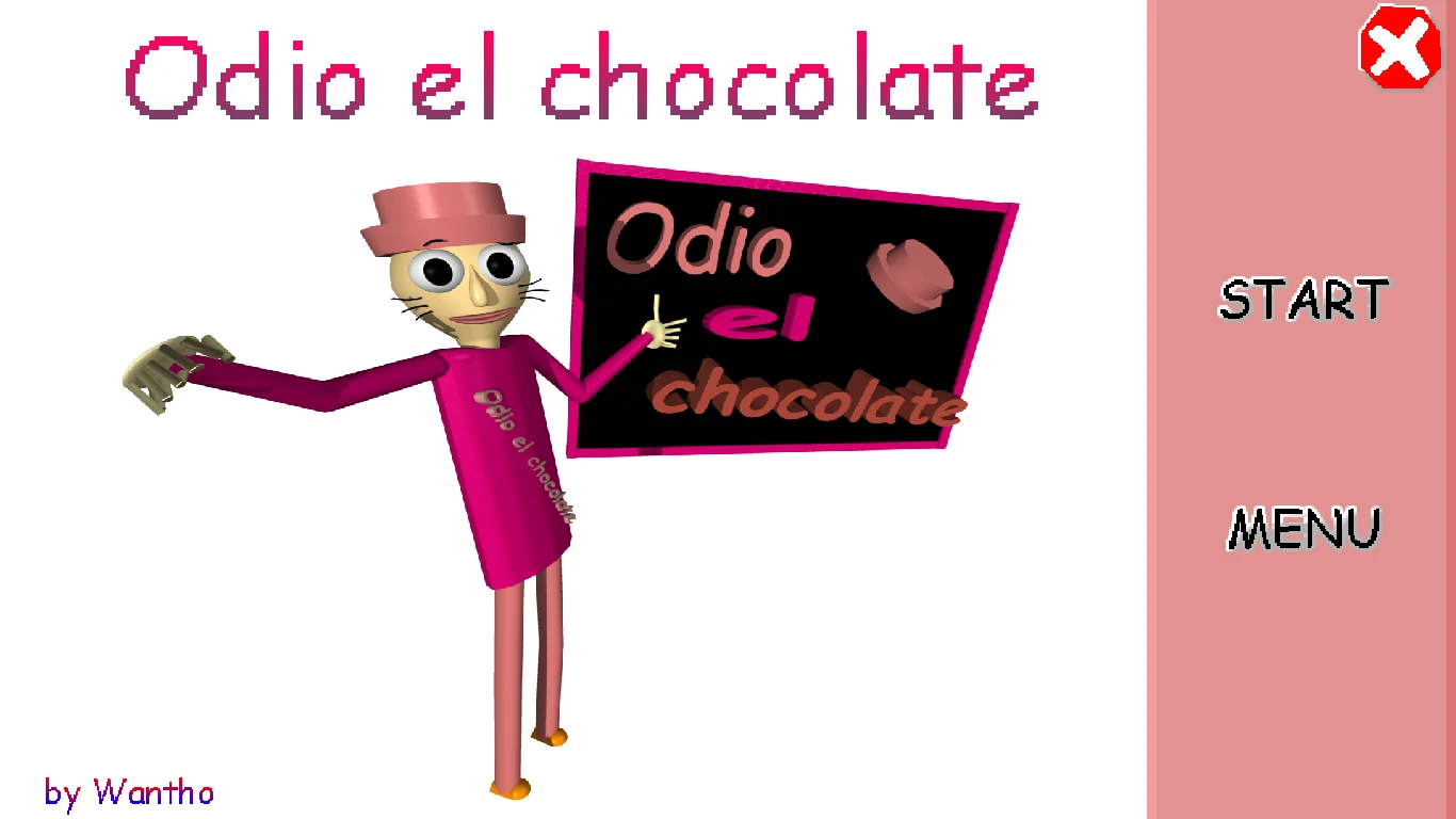 Pantalla de título y menú inicial de Odio el chocolate